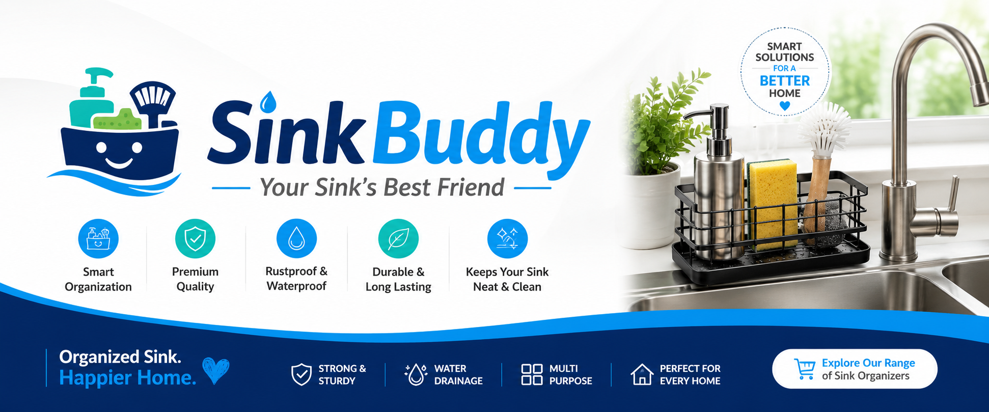 SinkBuddy installed beside a kitchen faucet